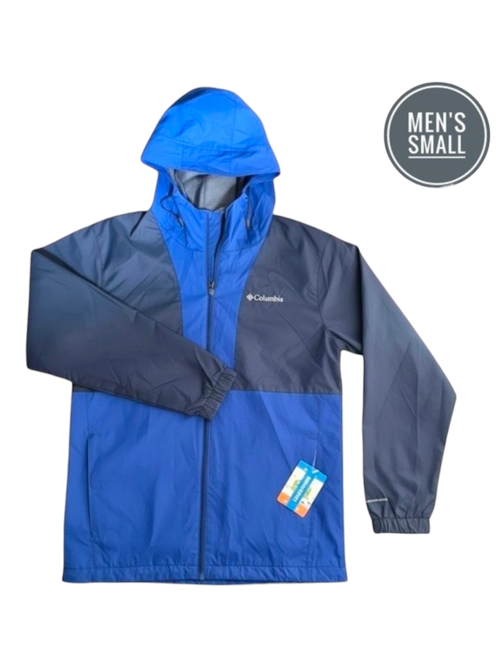 Columbia Mens Glenbrook‎ Bend Rain Jacket Blue Omni-Shield XM5338-464 Small NWT